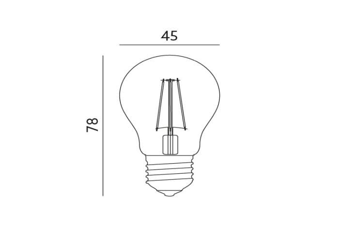 Żarówka LED E27 4W G45 Filament kulka biała ciepła wymiary