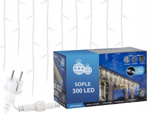 Lampki choinkowe LED 300 sople zewnętrzne multikolor + flash