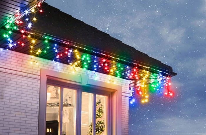 Lampki choinkowe LED 300 sople zewnętrzne multikolor + flash_2