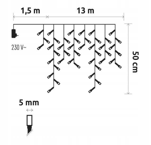Lampki choinkowe LED 300 sople zewnętrzne multikolor + flash_5