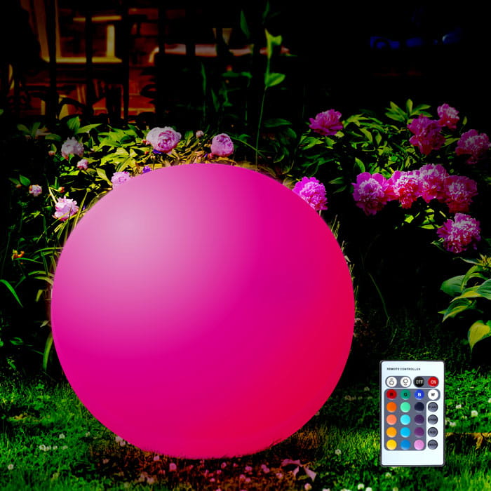 Lampa ogrodowa LED solarna wbijana RGB kula do ogrodu NAZIEMNA 30cm + pilot_3