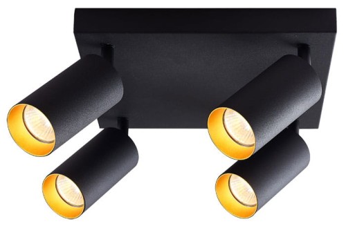 Kinkiet lampa poczwórna GU10 ERIS GOLD IV ruchoma czarna