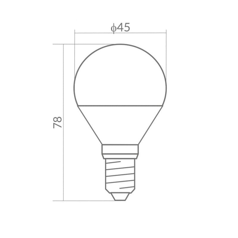 Żarówka LED E14 5W G45 kulka biała neutralna wymiary
