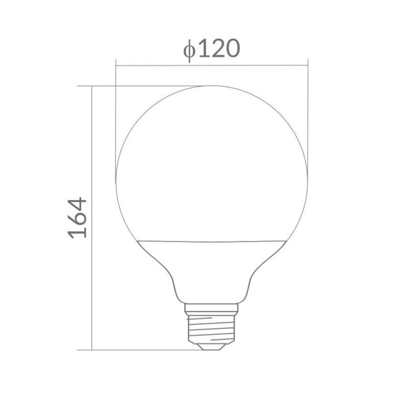 Żarówka LED E27 20W GLOBE G120 biała zimna wymiary