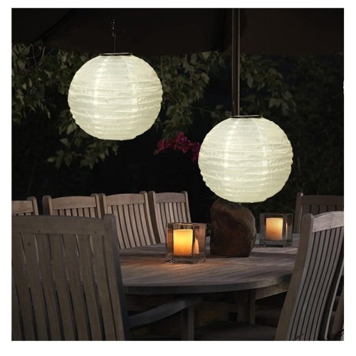 Lampa ogrodowa solarna 20cm FELISI lampion origami biała ciepła_2
