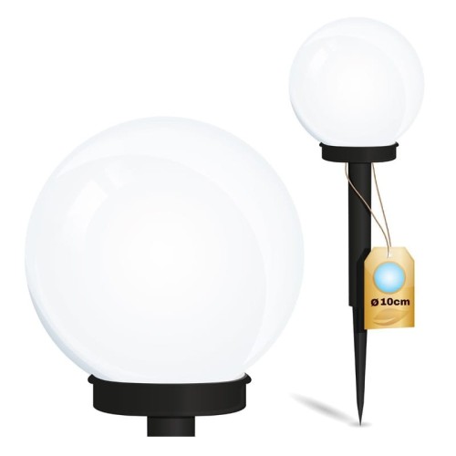 Lampa ogrodowa solarna 10cm ATRIS wbijana kula biała zimna