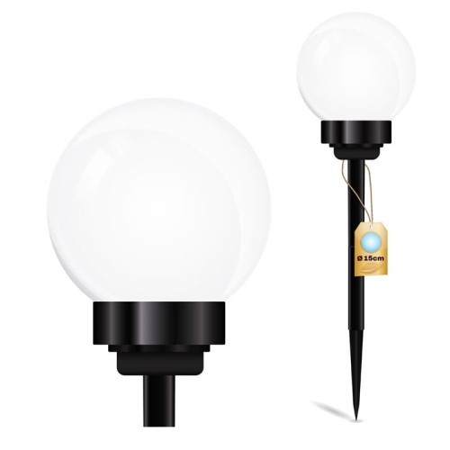 Lampa ogrodowa solarna 15cm ATRIS wbijana kula biała zimna