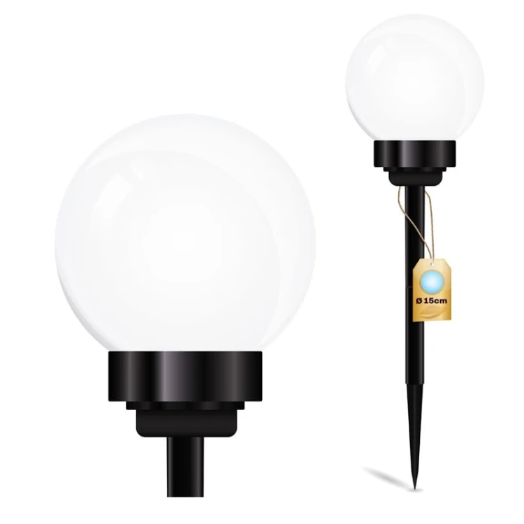 Lampa ogrodowa solarna 15cm ATRIS wbijana kula biała zimna