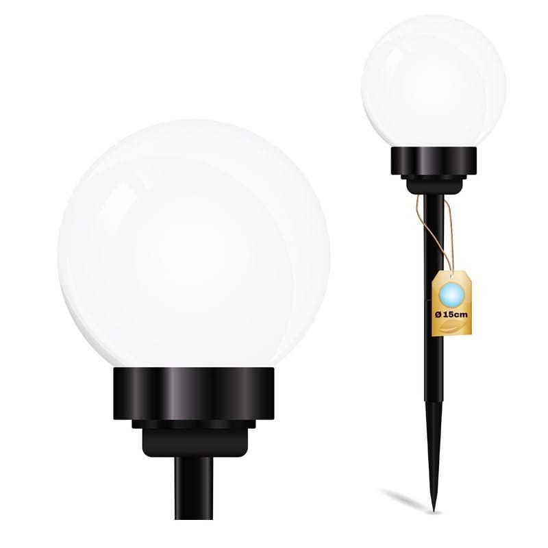 Lampa ogrodowa solarna 15cm ATRIS wbijana kula biała zimna