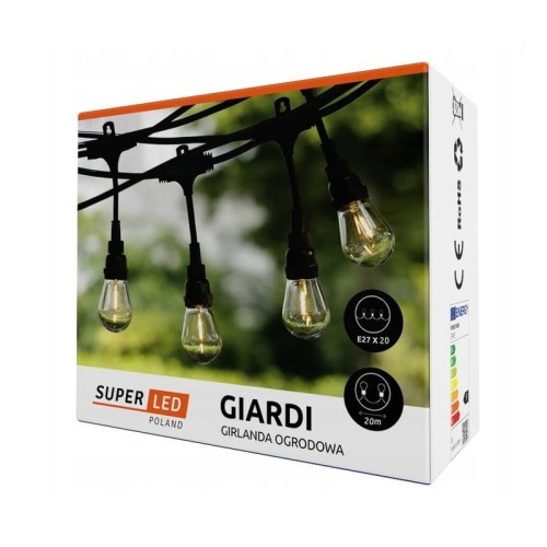Girlanda ogrodowa 20 LED 20m 1W łańcuch biała ciepła IP65_2