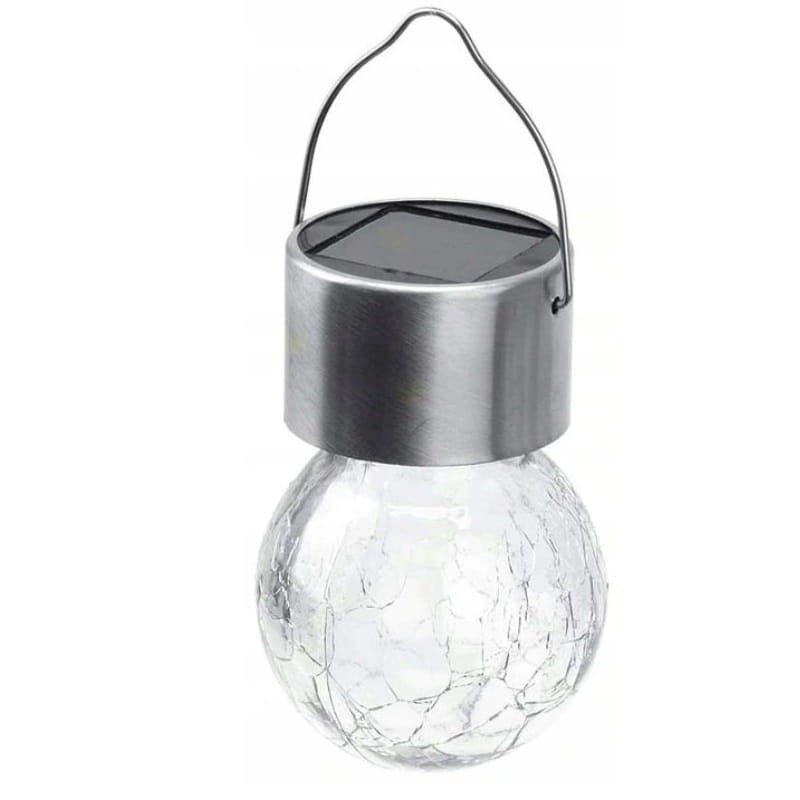 Lampa ogrodowa solarna kula wisząca biała zimna_2