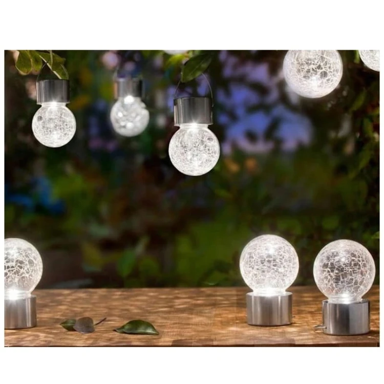 Lampa ogrodowa solarna kula wisząca biała zimna_3