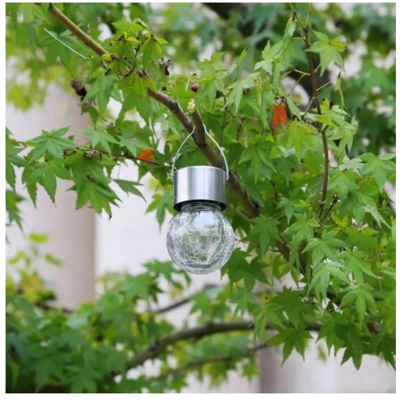 Lampa ogrodowa solarna kula wisząca biała zimna_4