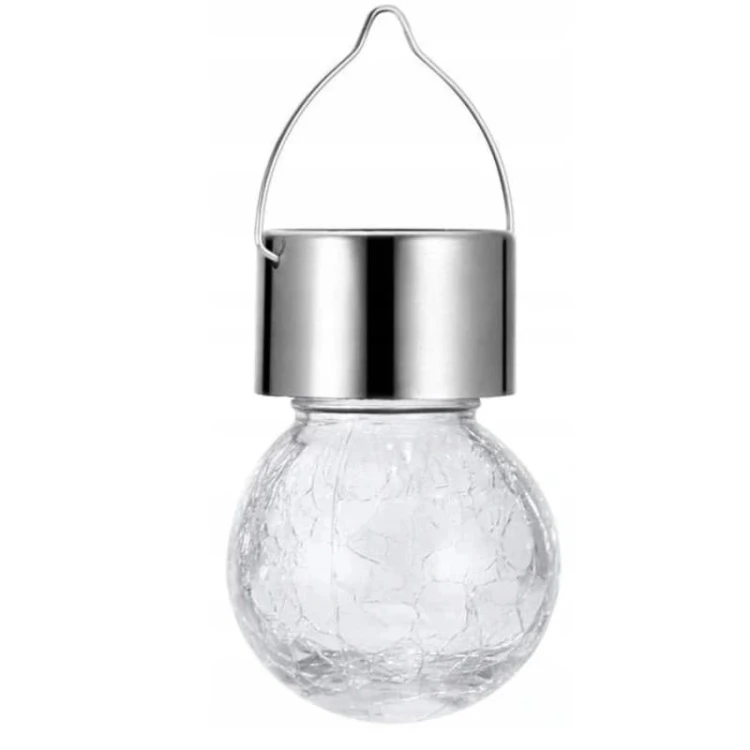 Lampa ogrodowa solarna kula wisząca biała zimna_5