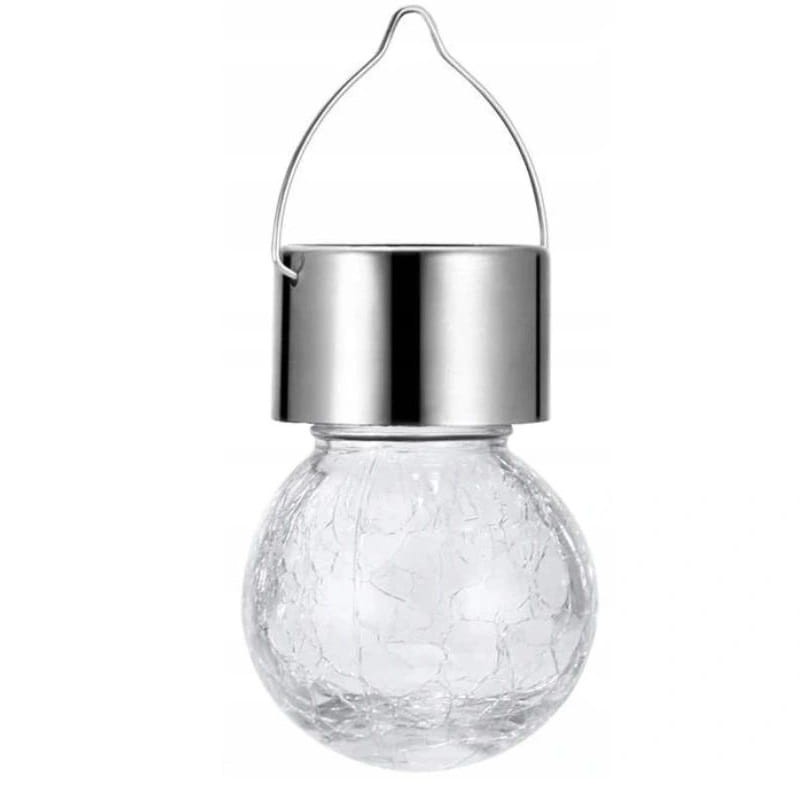 Lampa ogrodowa solarna kula wisząca biała zimna_5