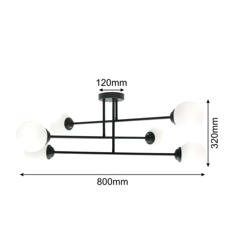 Lampa sufitowa, żyrandol 6xE27 PALLE Black_9