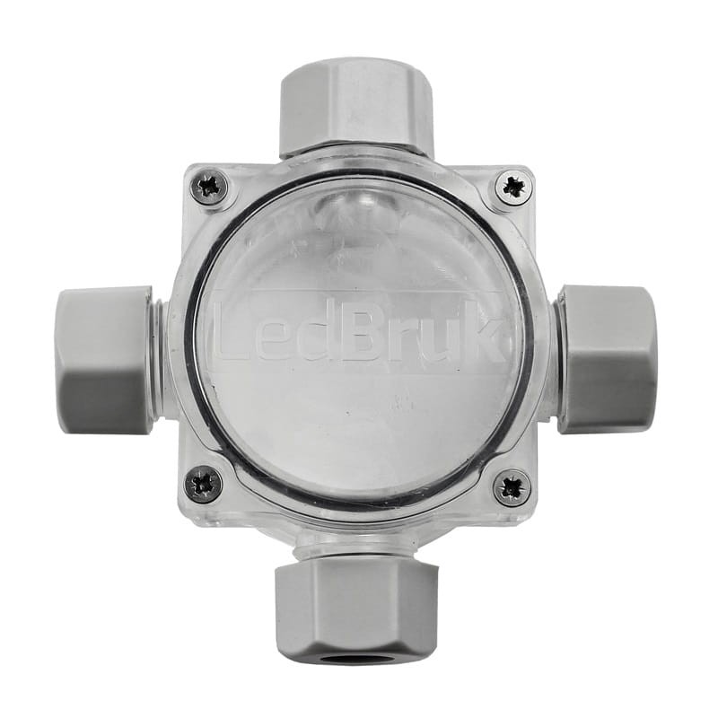 Puszka n/t hermetyczna 4-dławicowa PG11 60x100x48, 4-9mm2, IP68, transparentna