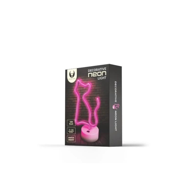 Neon dekoracyjny LED KOT różowy + USB FSNE02 Forever Light_2