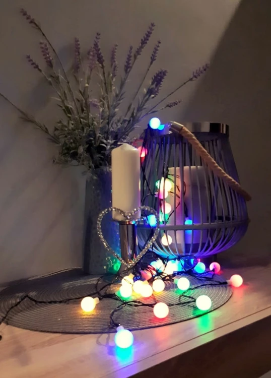 Łańcuch świetlny, girlanda ogrodowa solarna 30 kulek LED RGB 6,5m_5