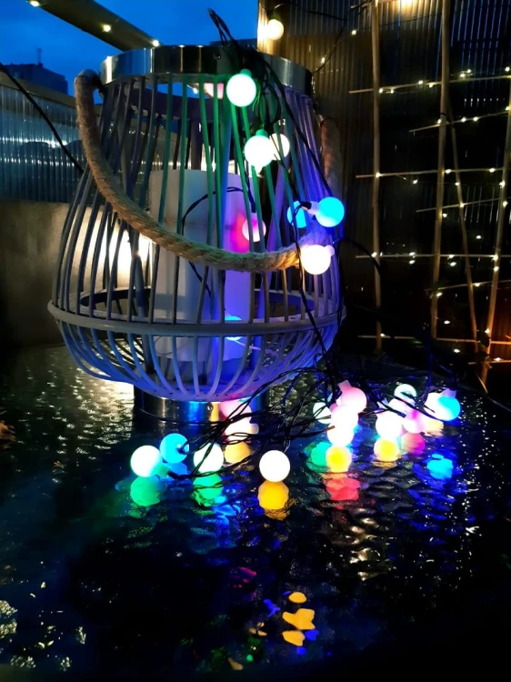 Łańcuch świetlny, girlanda ogrodowa solarna 30 kulek LED RGB 6,5m_6