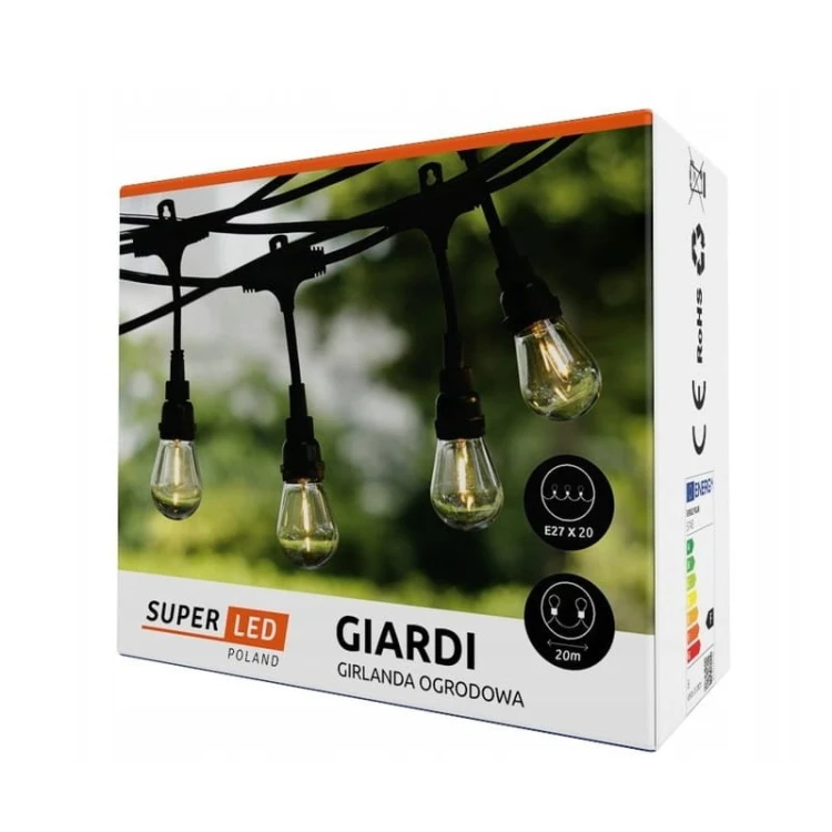 Girlanda ogrodowa 230V 15xE27 LED 15m 1W łańcuch biała ciepła IP65_2