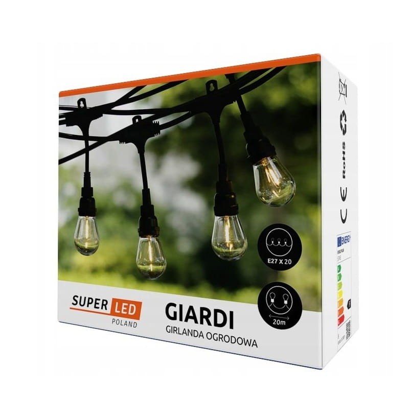 Girlanda ogrodowa 230V 15xE27 LED 15m 1W łańcuch biała ciepła IP65_2