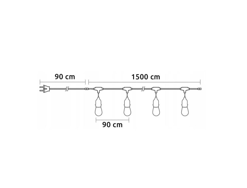 Girlanda ogrodowa 230V 15xE27 LED 15m 1W łańcuch biała ciepła IP65_11