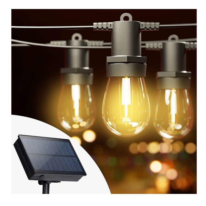 Girlanda ogrodowa solarna 20 x żarówkaLED 20m biała ciepła IP65_2