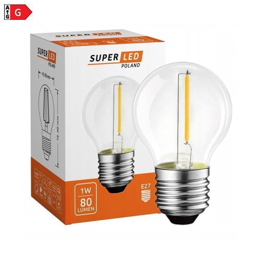Żarówka LED E27 1W biała neutralna Filament kula