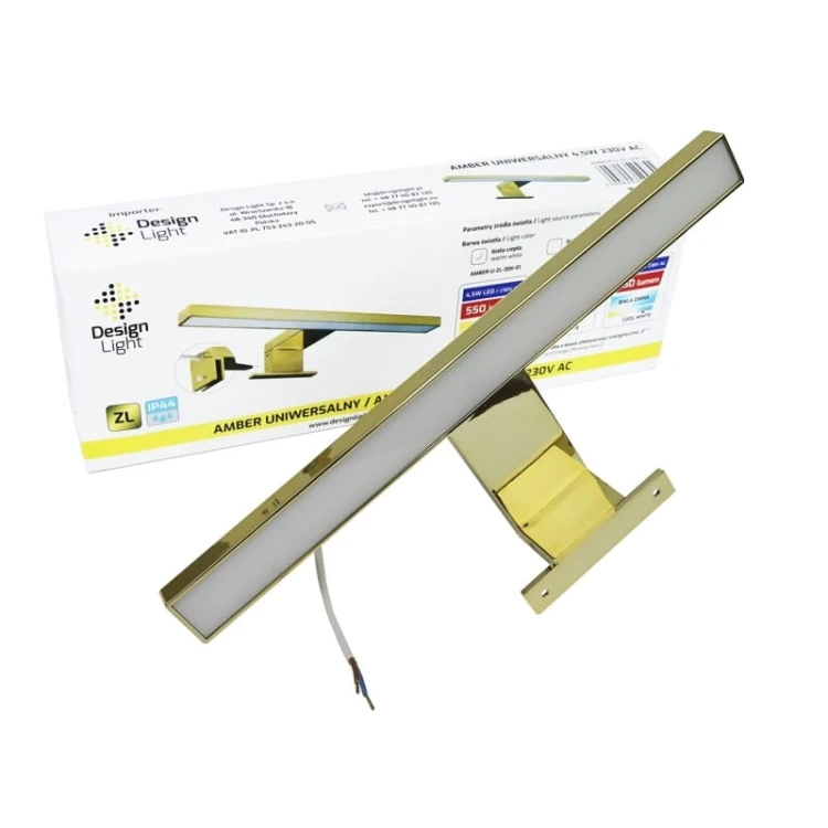 Kinkiet, lampa nad lustro AMBER 4,5W biała neutralna 30cm złota_4