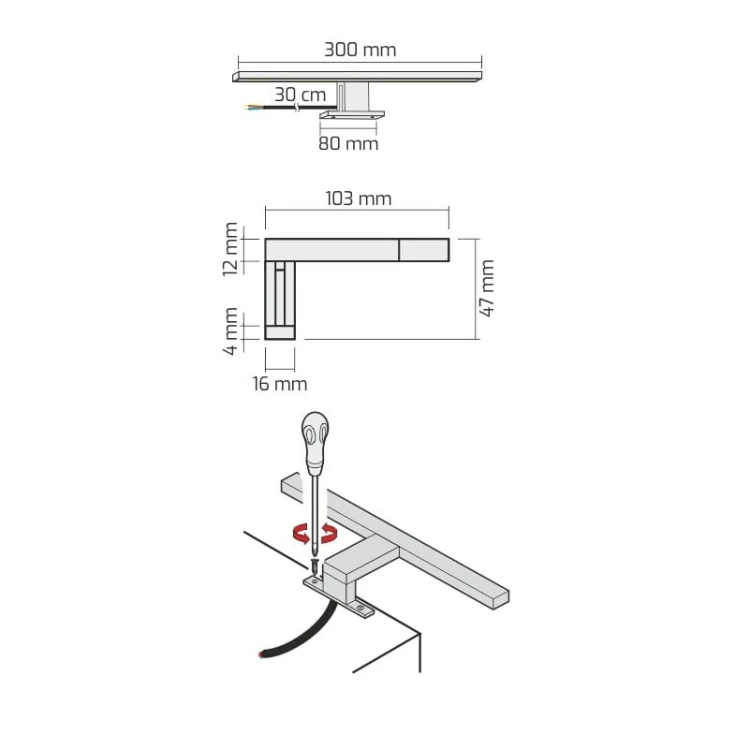 Lampa na lustro, meble AMBER 4,5W biała neutralna 30cm chrom_2