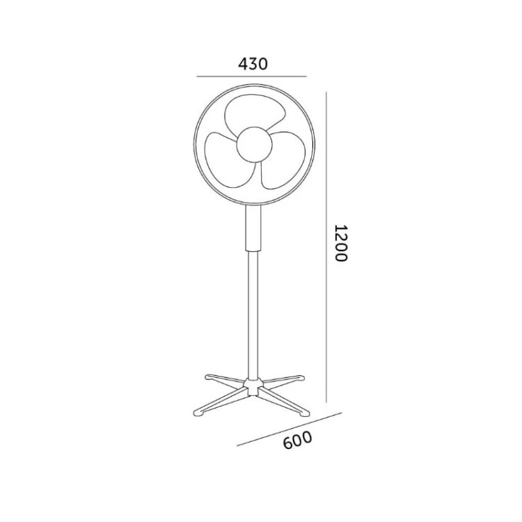 Wentylator podłogowy VIENTO 45W czarny wymiary