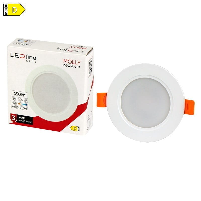 Panel podtynkowy plafon sufitowy okrągły 5W 230V biały ciepły