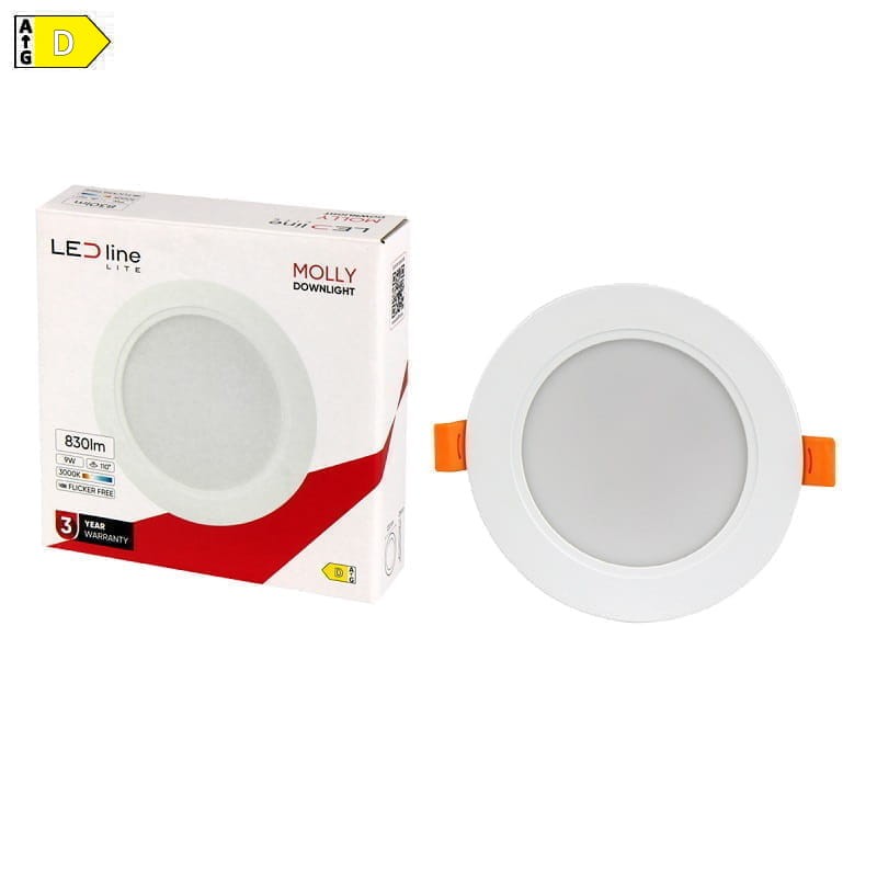 Panel podtynkowy plafon sufitowy okrągły 9W 230V biały ciepły