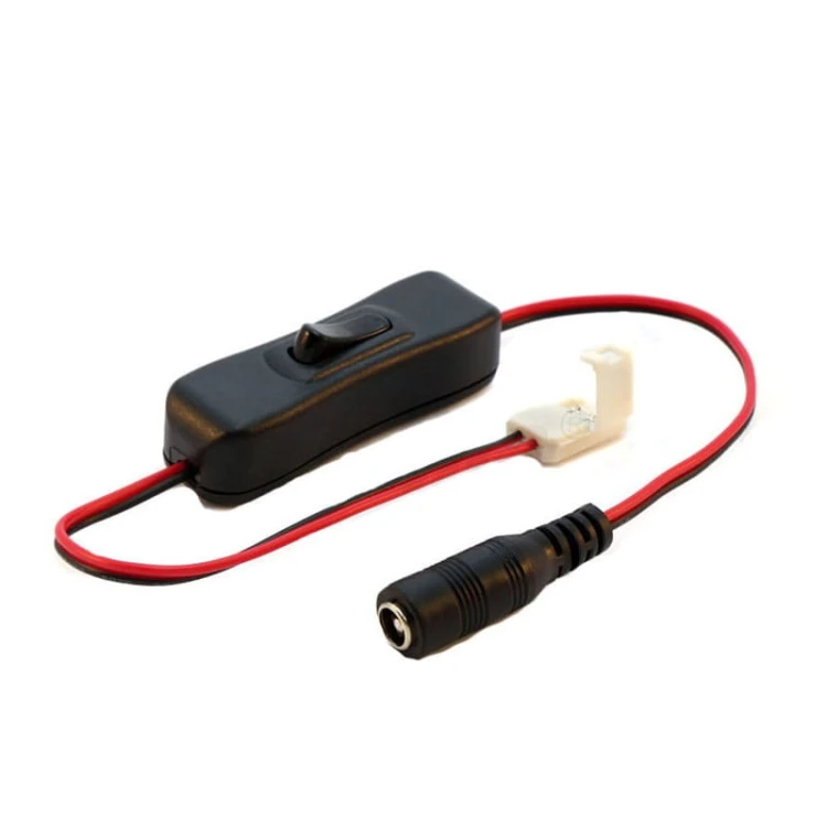 złączka LED 8mm z gniazdem DC + włącznik
