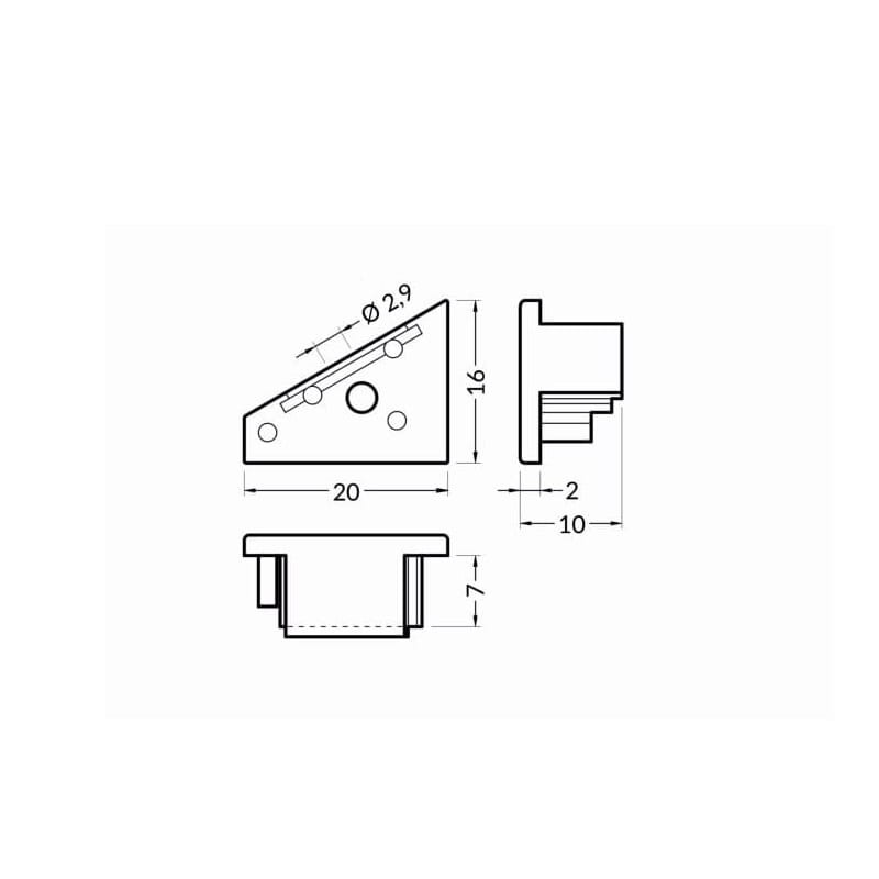 Zaślepka kpl. 2 sztuki do profili LED narożnych 60 stopni_1