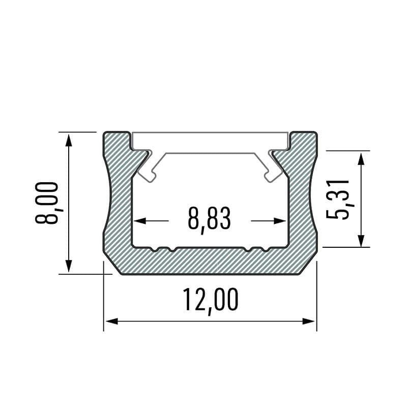 Profil typ X srebrny 2m  wymiary