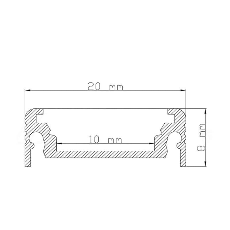 Profil nawierzchniowy do taśmy LED 2m wymiar