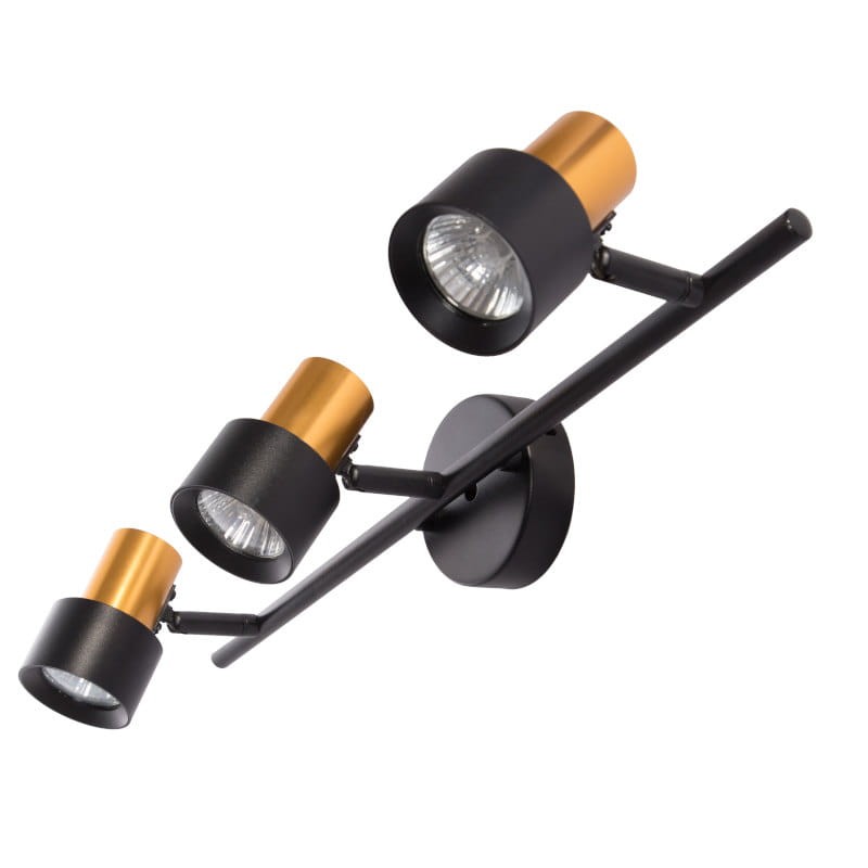 Kinkiet lampa potrójna GU10 KATIA III ruchoma czarno-złota