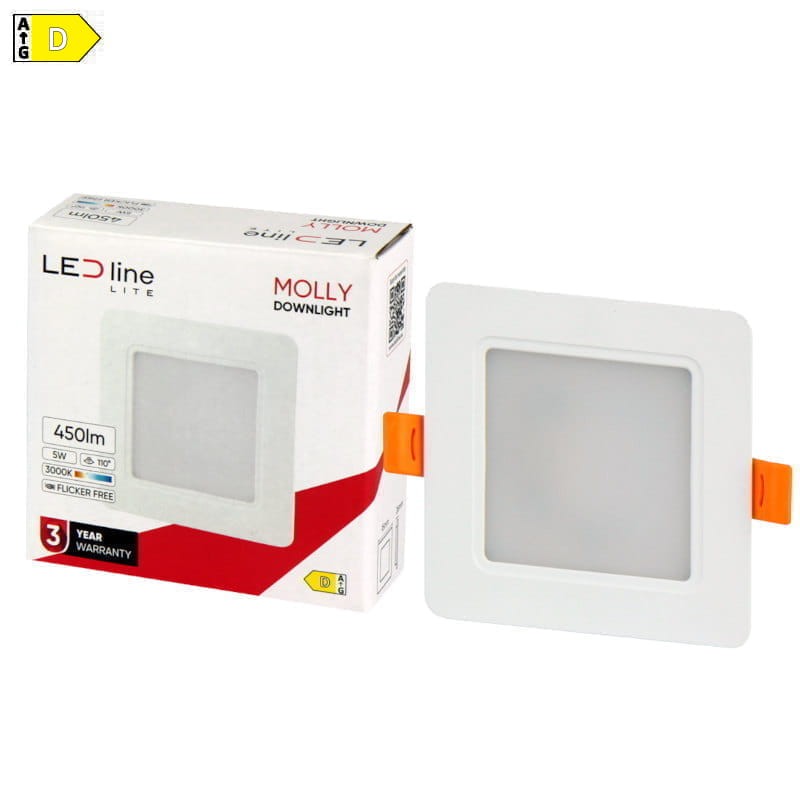 Panel podtynkowy plafon sufitowy kwadratowy 5W 230V biały ciepły