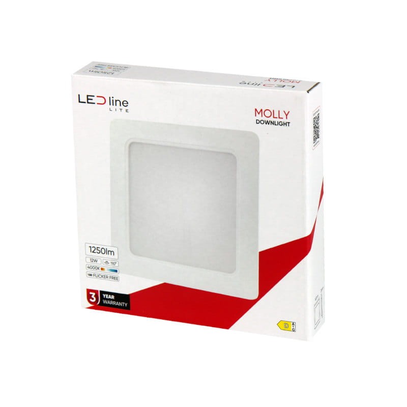 Panel podtynkowy plafon sufitowy kwadratowy 12W 230V biały neutralny_3
