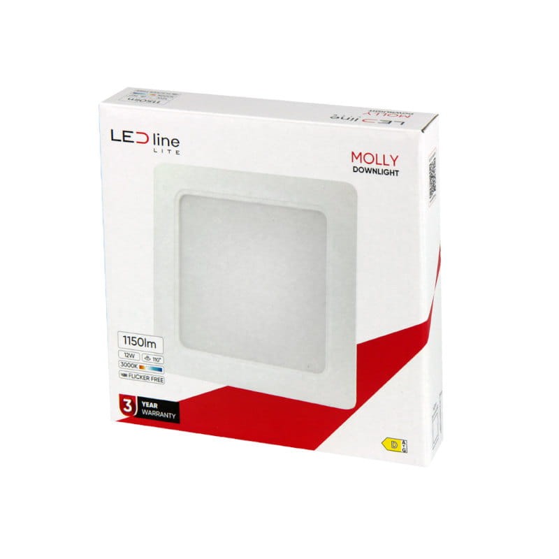 Panel podtynkowy plafon sufitowy kwadratowy 12W 230V biały ciepły_3