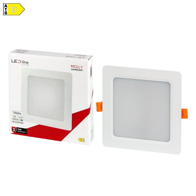 Panel podtynkowy plafon sufitowy kwadratowy 12W 230V biały ciepły
