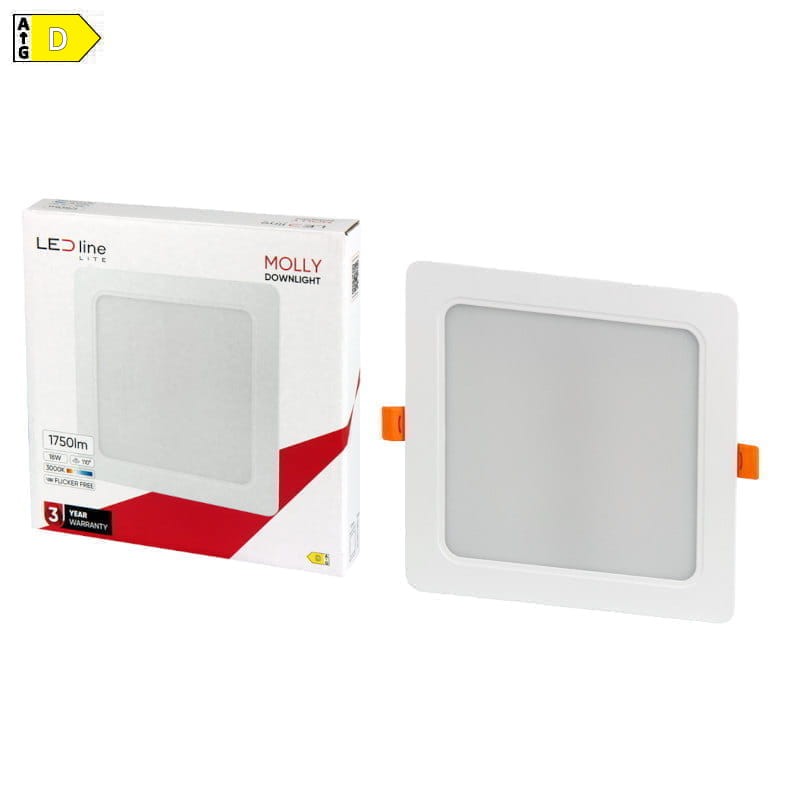 Panel podtynkowy plafon sufitowy kwadratowy 18W 230V biały ciepły