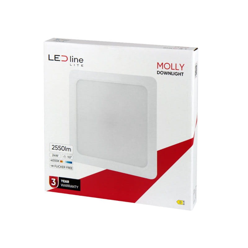 Panel podtynkowy plafon sufitowy kwadratowy 24W 230V biały neutralny_3