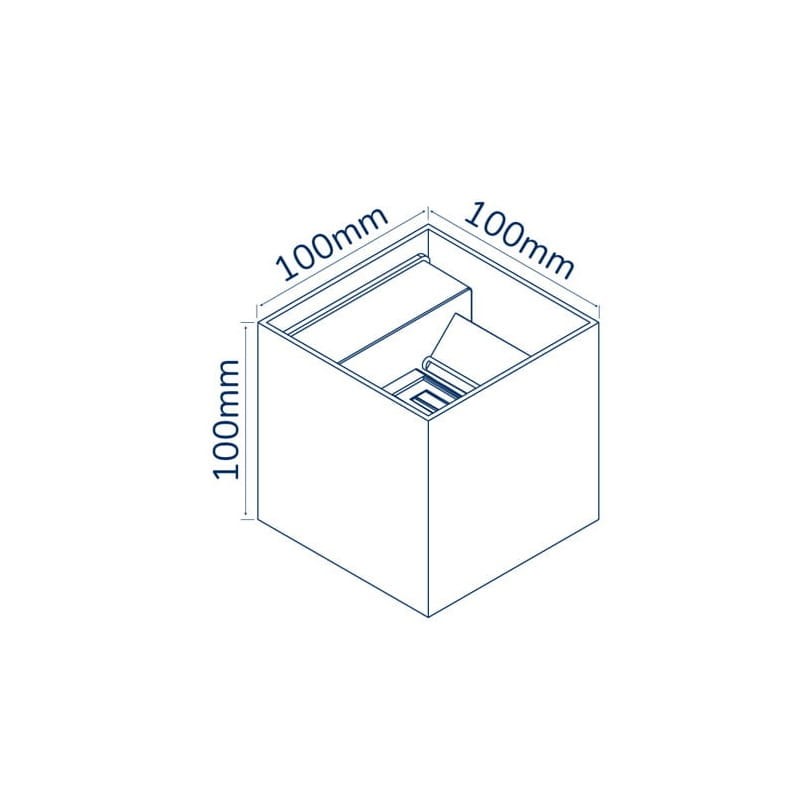 Kinkiet zewnętrzny LED 2x3W 4000K IP54 LEDOM biały CUBE wymiary