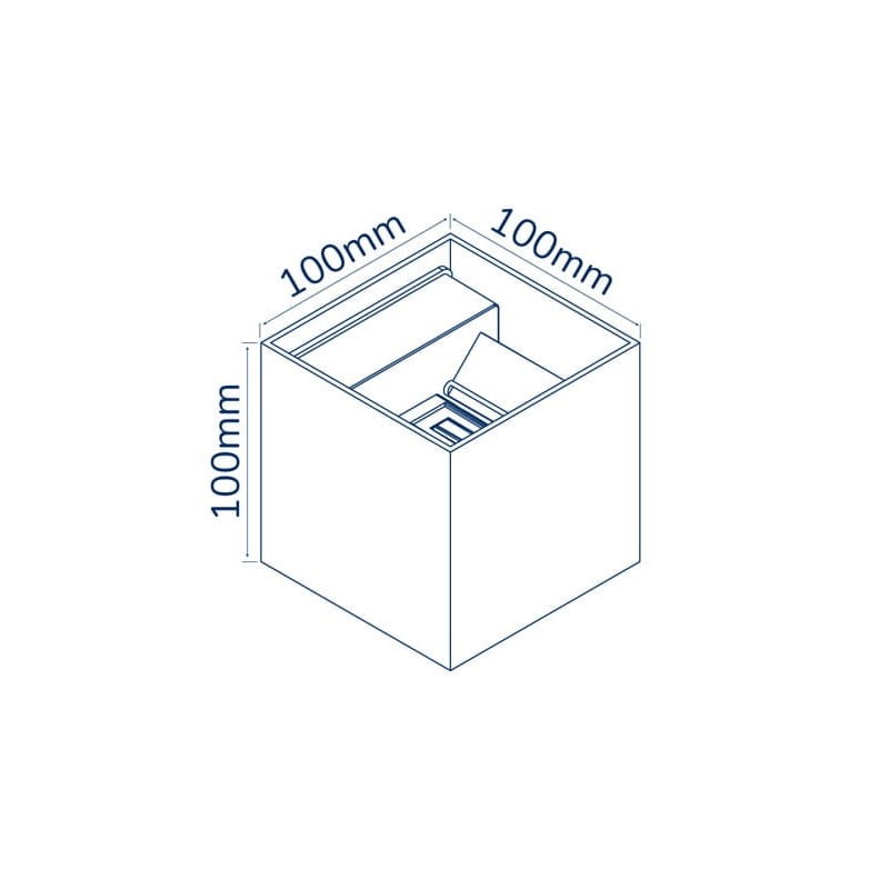 Kinkiet zewnętrzny LED 2x3W 4000K IP54 LEDOM czarny CUBE wymiary