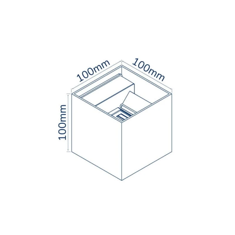 Kinkiet zewnętrzny LED 2x3W 4000K IP54 LEDOM szary CUBE wymiary
