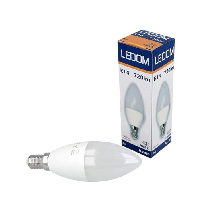 Żarówka LED LEDOM E14 8W biała ciepła świeczka