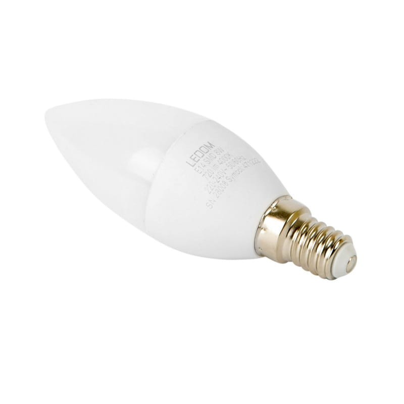 Żarówka LED LEDOM E14 8W biała dzienna świeczka 4000K